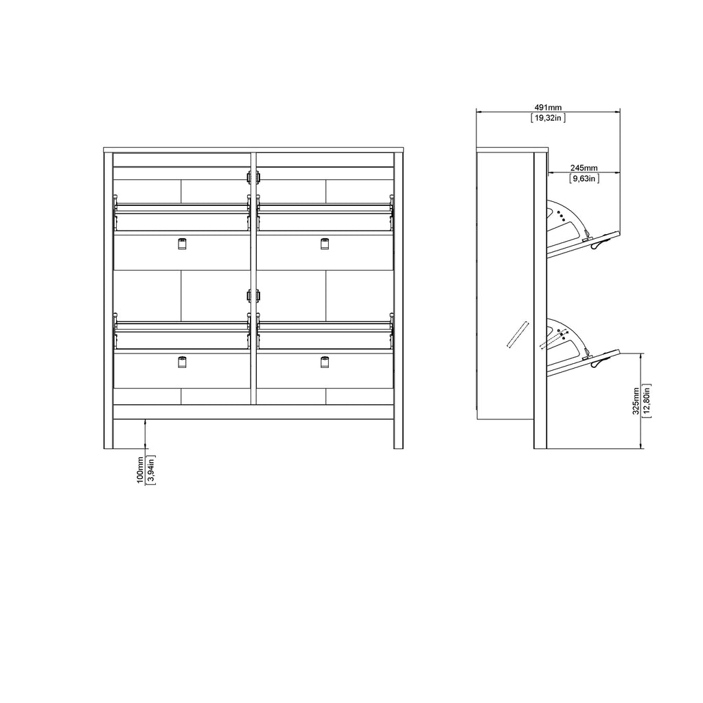 Maria Shoe Cabinet 4 Flip Down Doors in White