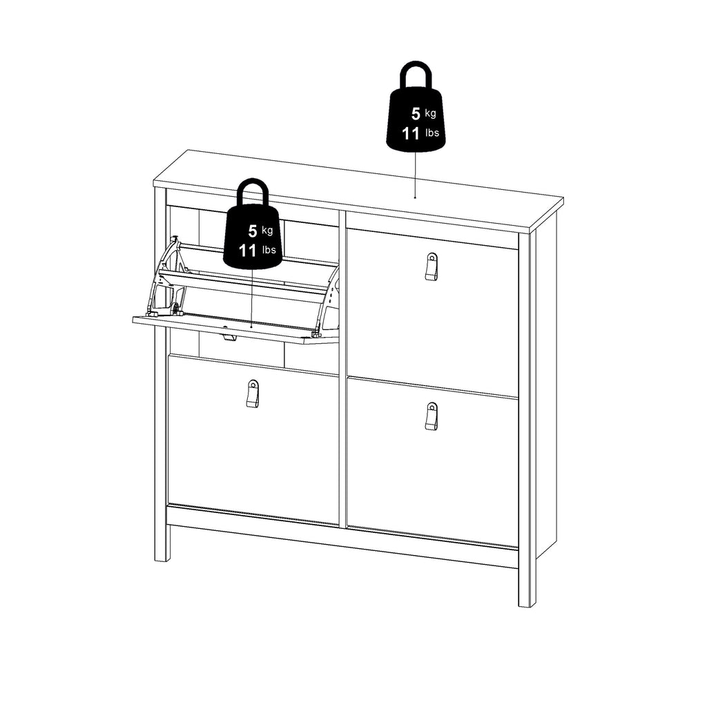 Maria Shoe Cabinet 4 Flip Down Doors in White