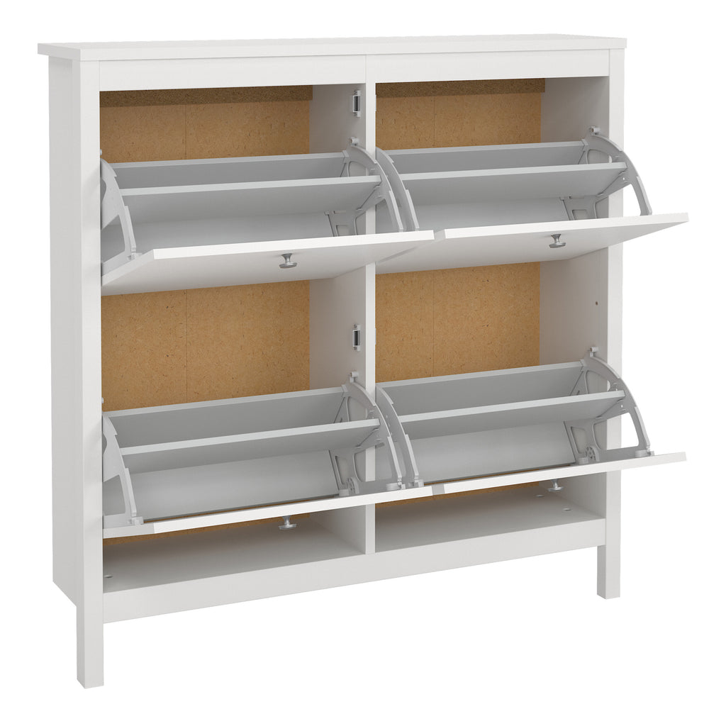 Maria Shoe Cabinet 4 Flip Down Doors in White