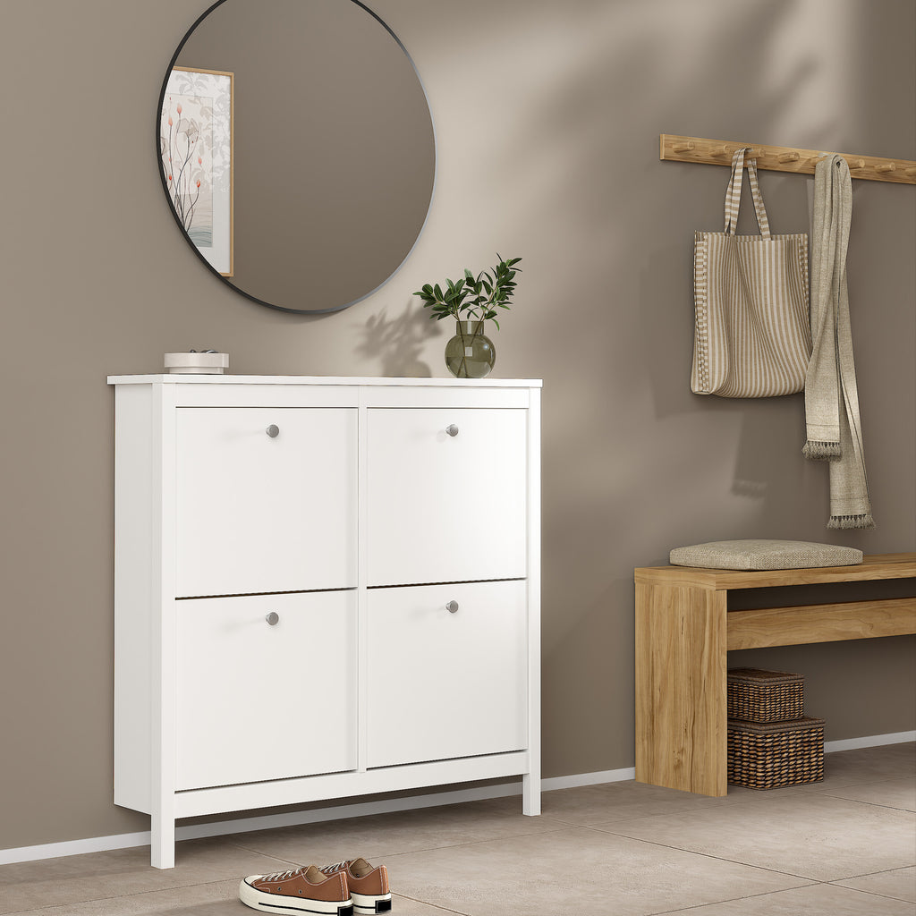 Maria Shoe Cabinet 4 Flip Down Doors in White