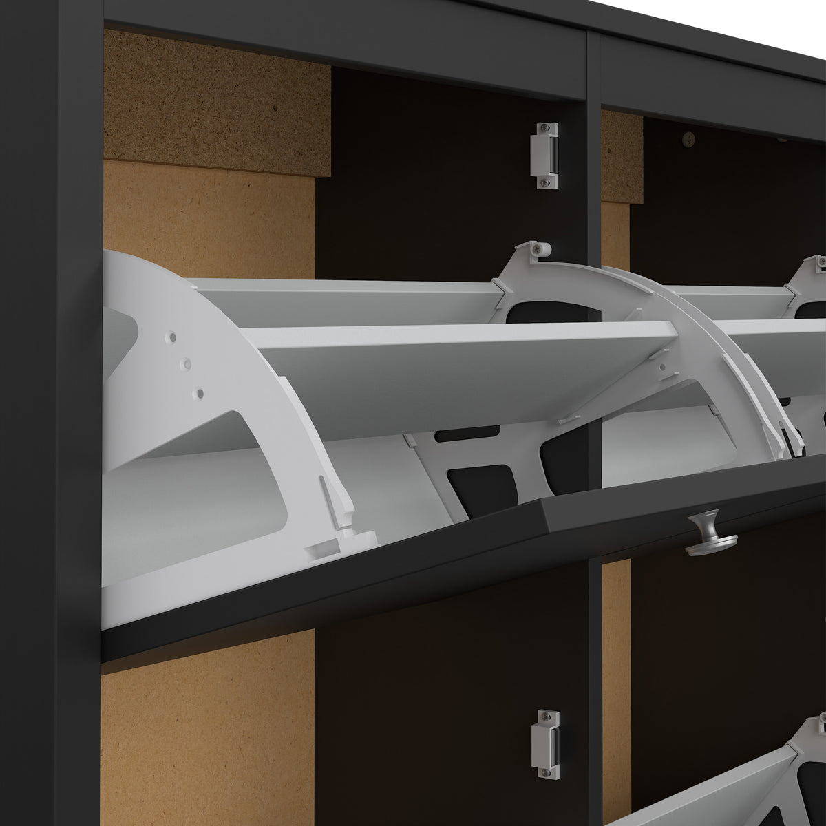 Maria Shoe Cabinet 4 Flip Down Doors in Matt Black
