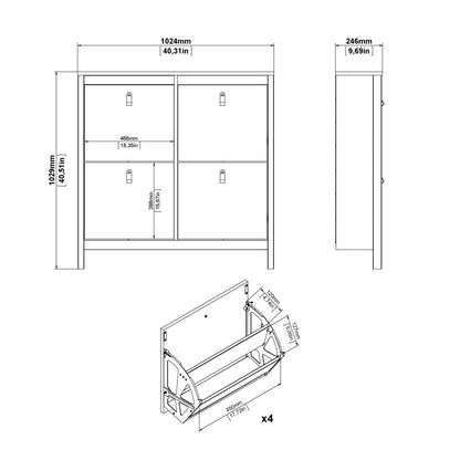 Maria Shoe Cabinet 4 Flip Down Doors in Matt Black