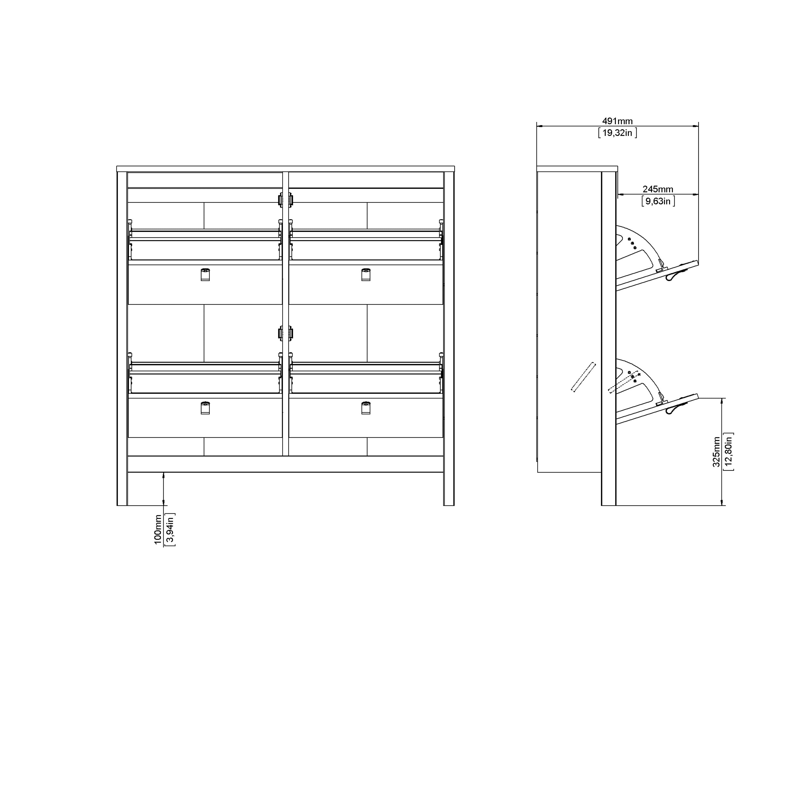 Maria Shoe Cabinet 4 Flip Down Doors in Matt Black
