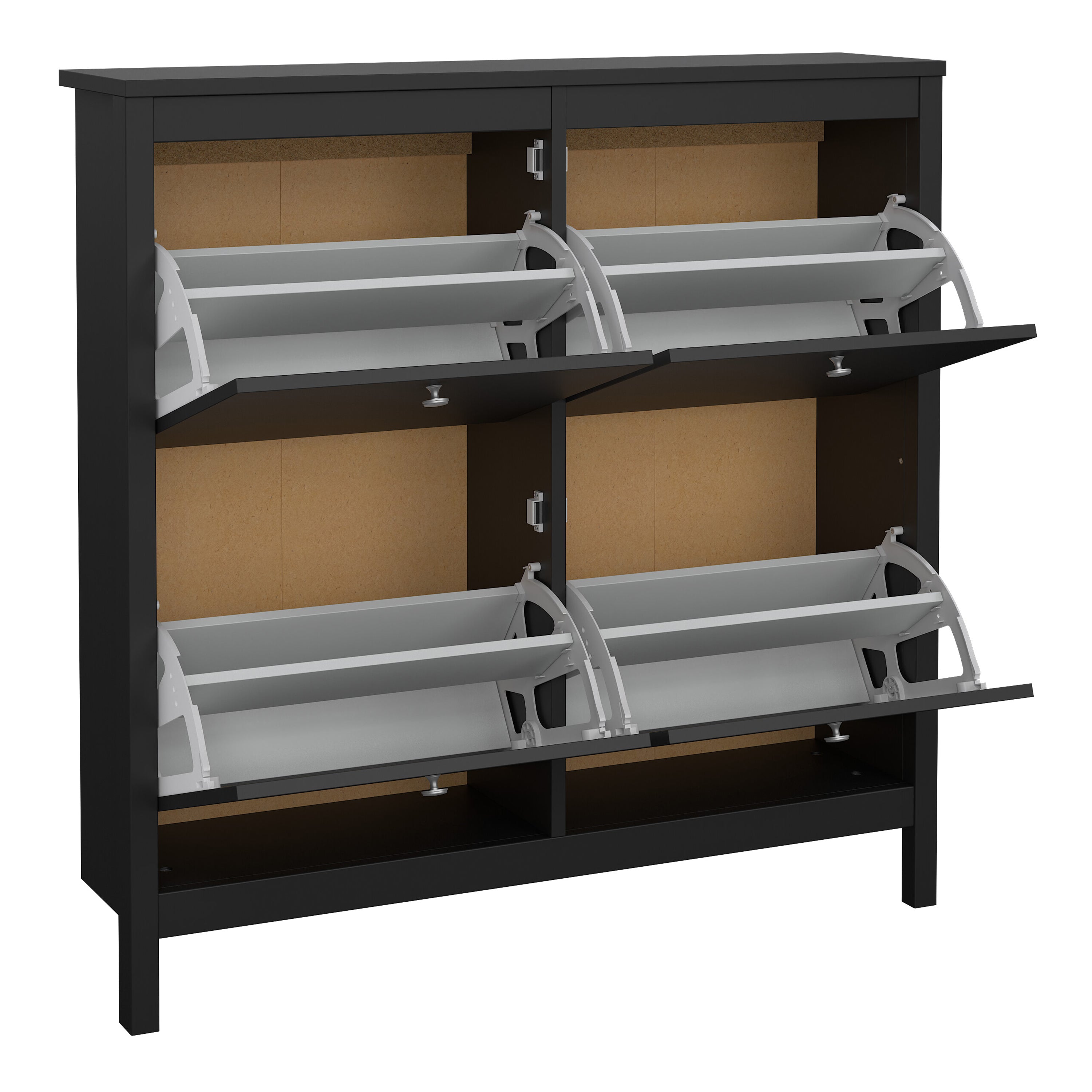 Maria Shoe Cabinet 4 Flip Down Doors in Matt Black