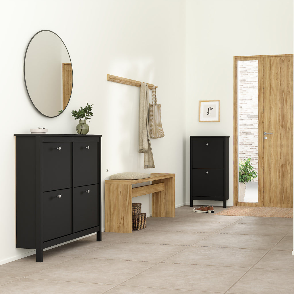 Maria Shoe Cabinet 4 Flip Down Doors in Matt Black