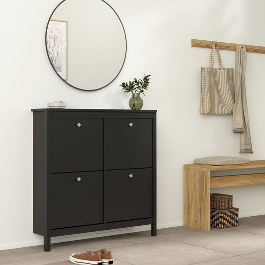 Maria Shoe Cabinet 4 Flip Down Doors in Matt Black