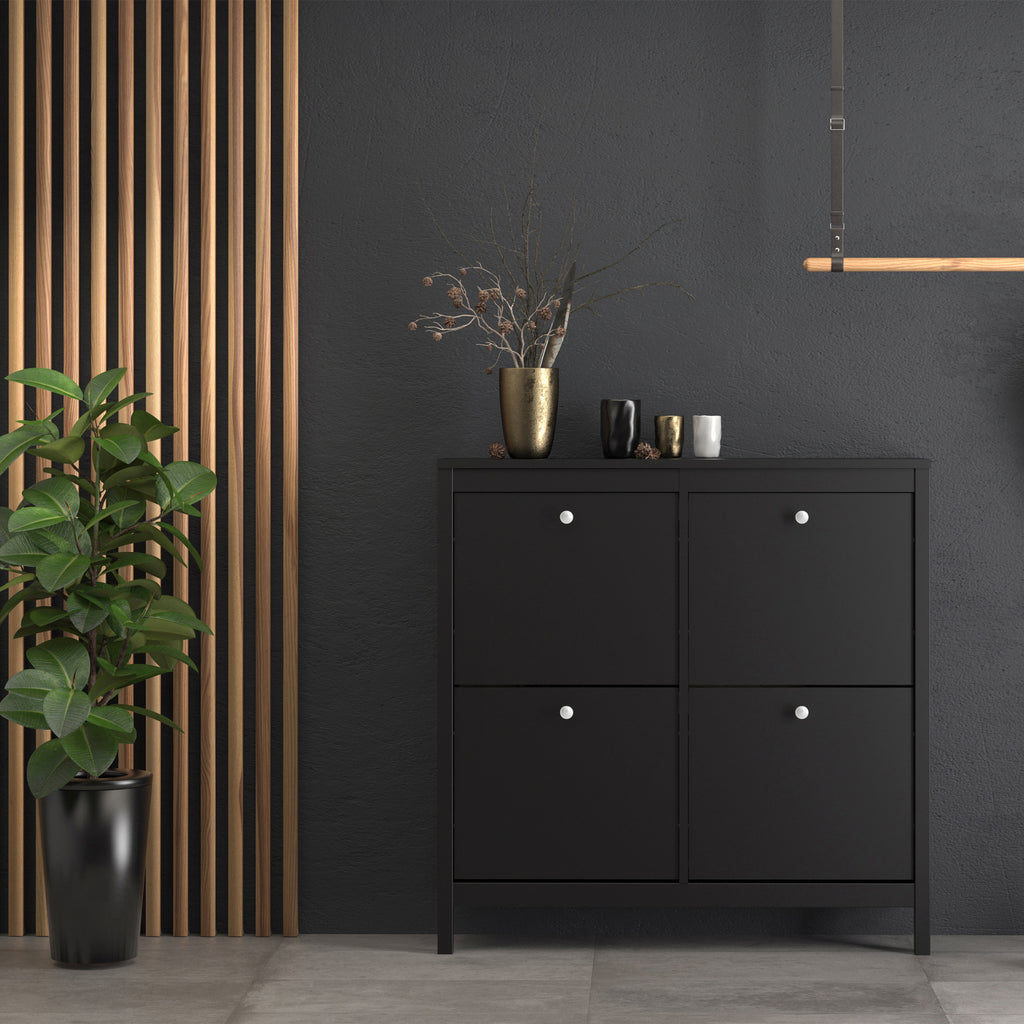 Maria Shoe Cabinet 4 Flip Down Doors in Matt Black