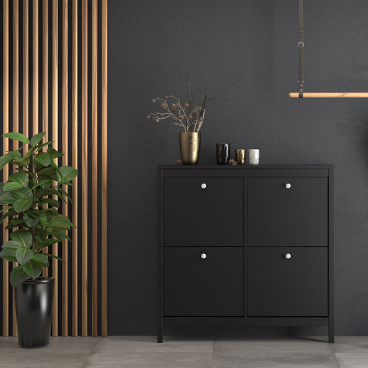 Maria Shoe Cabinet 4 Flip Down Doors in Matt Black