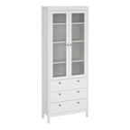 Maria China Cabinet 2 Glass Doors with 3 Drawers in White