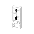 Maria China Cabinet 2 Glass Doors with 3 Drawers in White