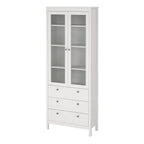 Maria China Cabinet 2 Glass Doors with 3 Drawers in White