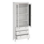 Maria China Cabinet 2 Glass Doors with 3 Drawers in White
