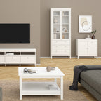 Maria China Cabinet 2 Glass Doors with 3 Drawers in White