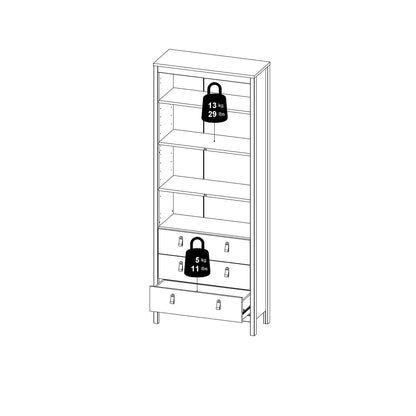 Maria China Cabinet 2 Glass Doors with 3 Drawers in Matt Black