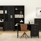 Maria China Cabinet 2 Glass Doors with 3 Drawers in Matt Black