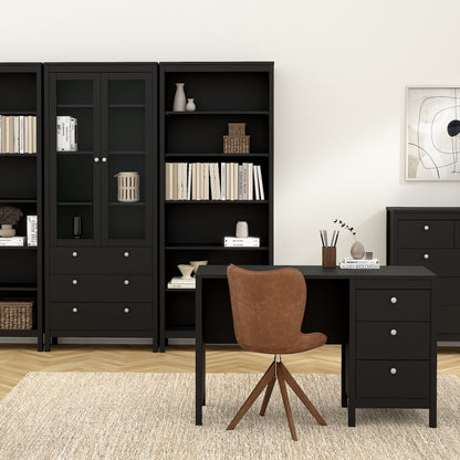 Maria China Cabinet 2 Glass Doors with 3 Drawers in Matt Black