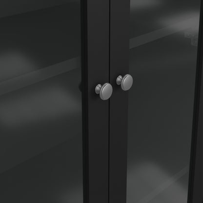Maria China Cabinet 2 Glass Doors with 3 Drawers in Matt Black