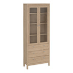 Maria China Cabinet 2 Doors with Glass + 3 Drawers in Jackson Hickory Oak