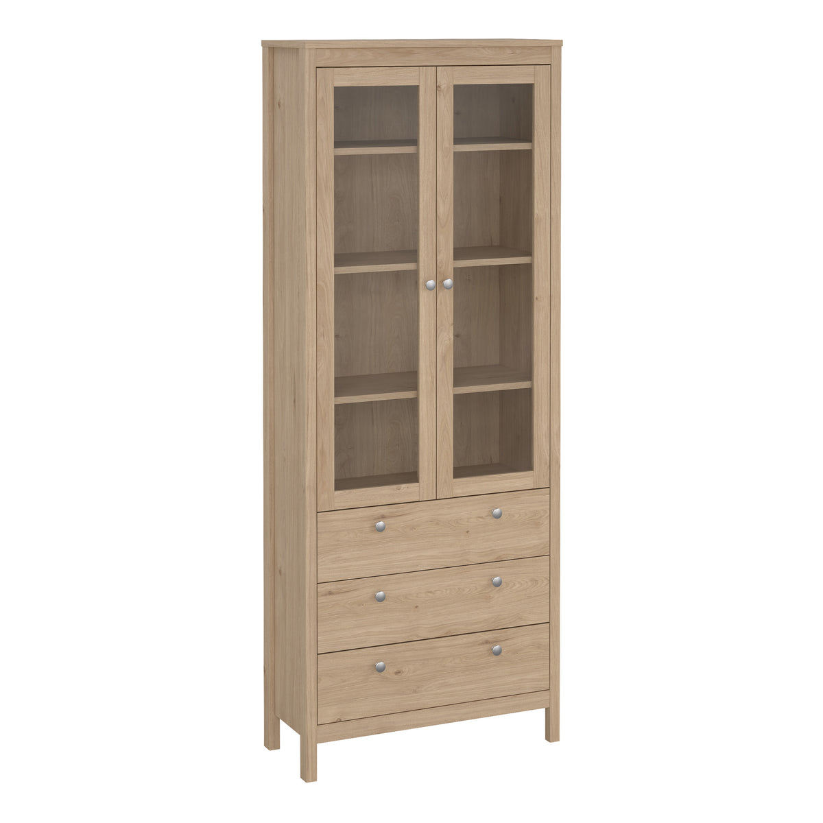 Maria China Cabinet 2 Doors with Glass + 3 Drawers in Jackson Hickory Oak