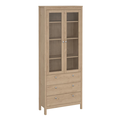 Maria China Cabinet 2 Doors with Glass + 3 Drawers in Jackson Hickory Oak