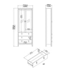 Maria China Cabinet 2 Doors with Glass + 3 Drawers in Jackson Hickory Oak