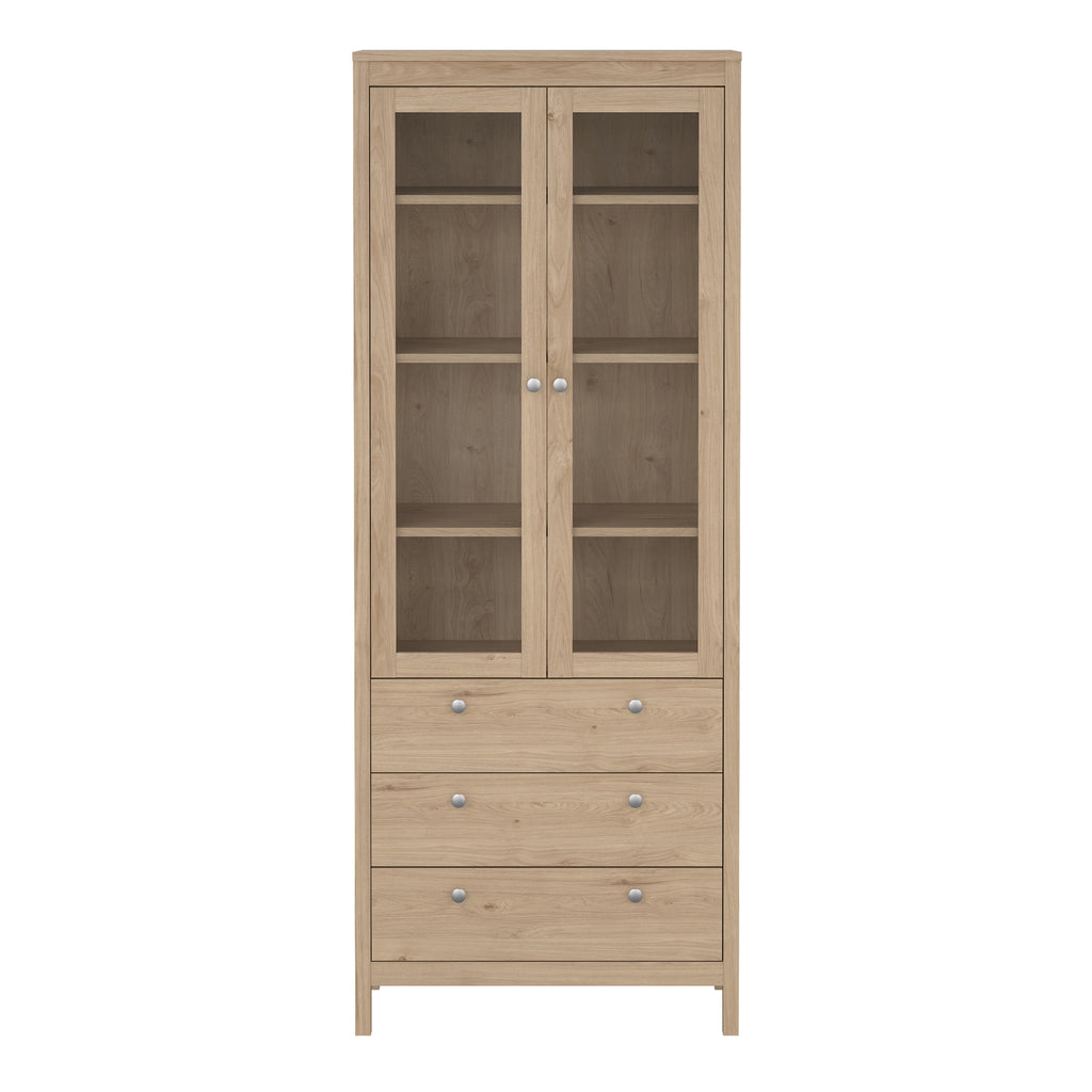 Maria China Cabinet 2 Doors with Glass + 3 Drawers in Jackson Hickory Oak