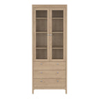 Maria China Cabinet 2 Doors with Glass + 3 Drawers in Jackson Hickory Oak