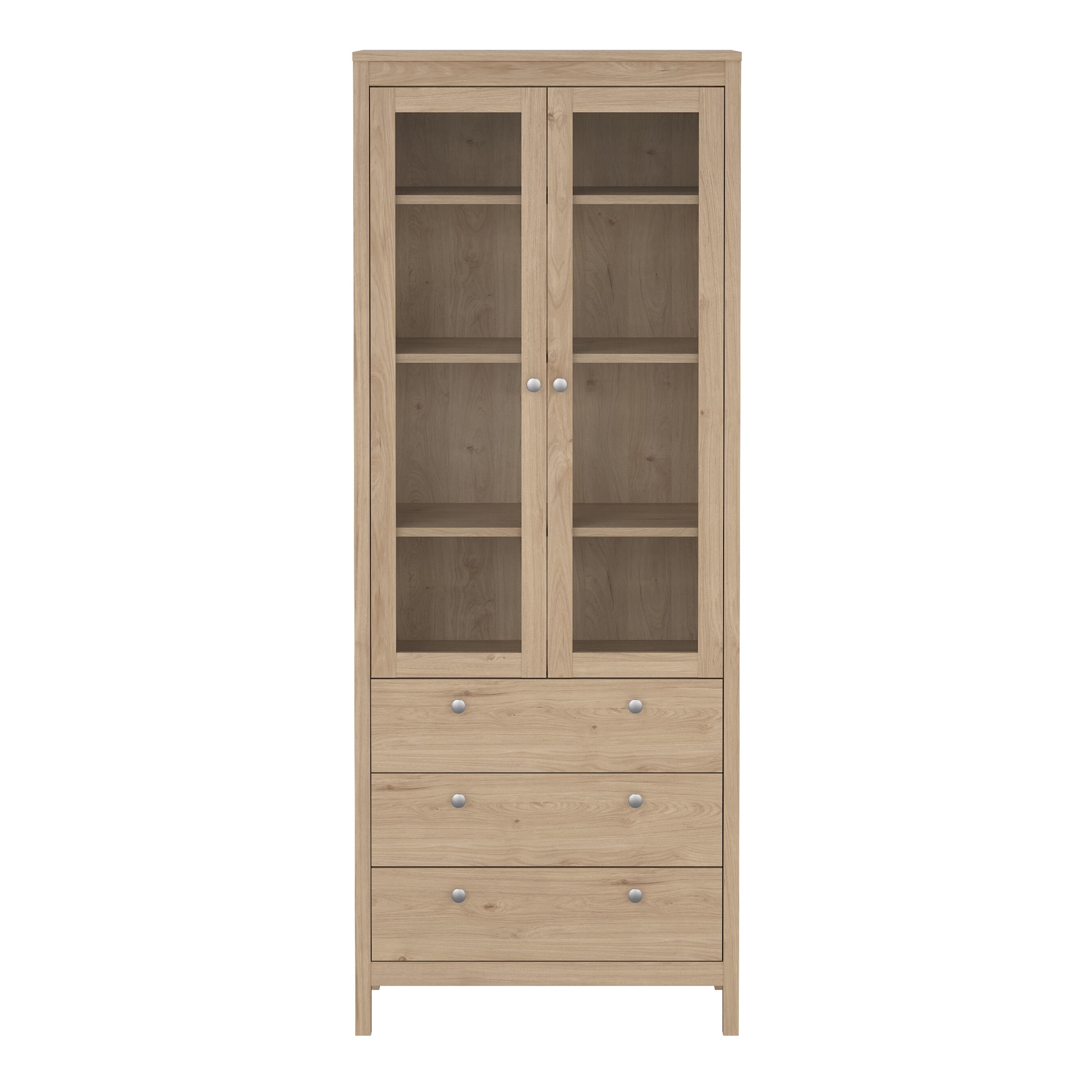 Maria China Cabinet 2 Doors with Glass + 3 Drawers in Jackson Hickory Oak
