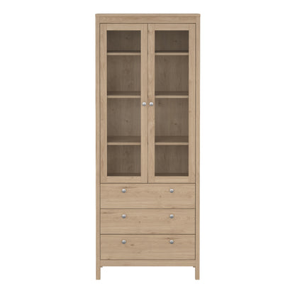 Maria China Cabinet 2 Doors with Glass + 3 Drawers in Jackson Hickory Oak