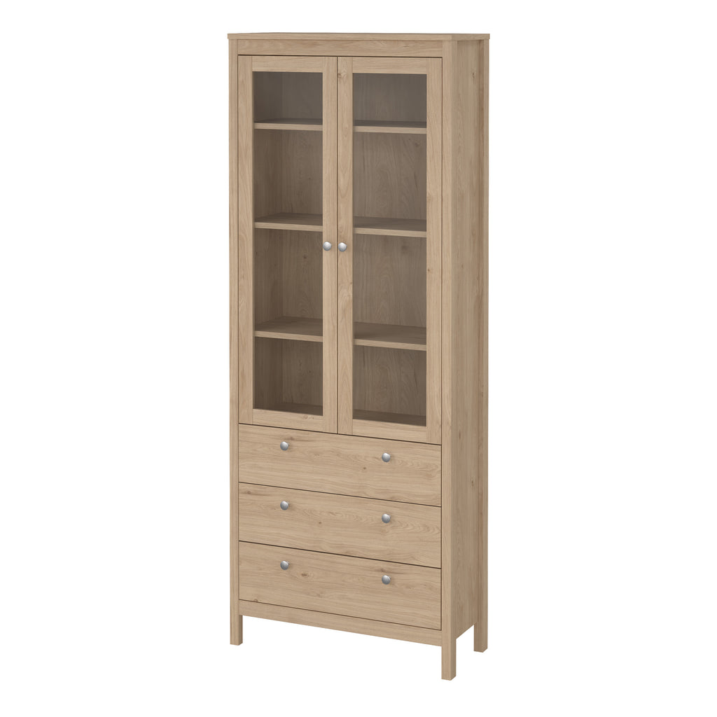 Maria China Cabinet 2 Doors with Glass + 3 Drawers in Jackson Hickory Oak