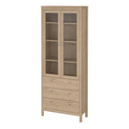 Maria China Cabinet 2 Doors with Glass + 3 Drawers in Jackson Hickory Oak