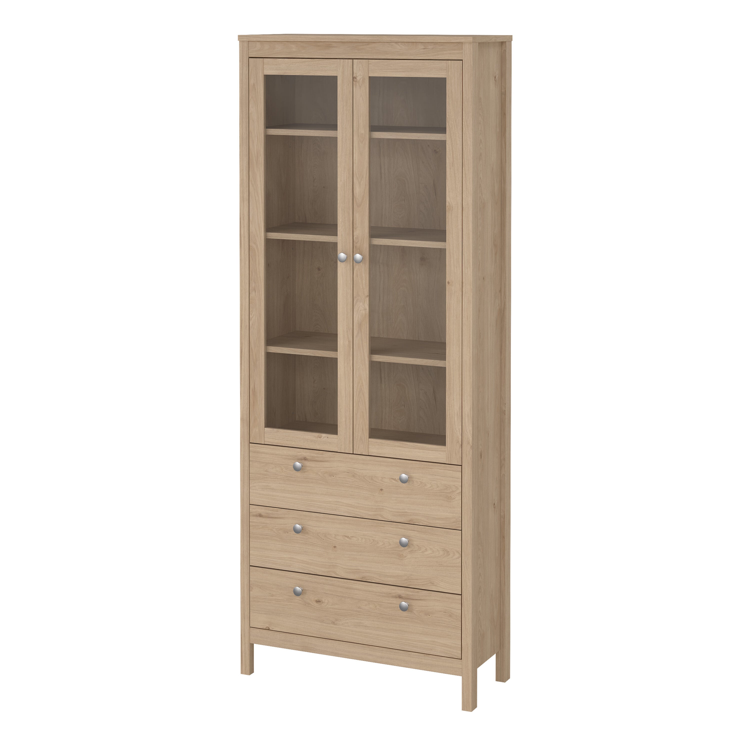 Maria China Cabinet 2 Doors with Glass + 3 Drawers in Jackson Hickory Oak