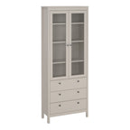 Maria China Cabinet 2 Glass Doors with 3 Drawers in Cashmere