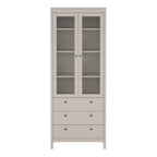 Maria China Cabinet 2 Glass Doors with 3 Drawers in Cashmere