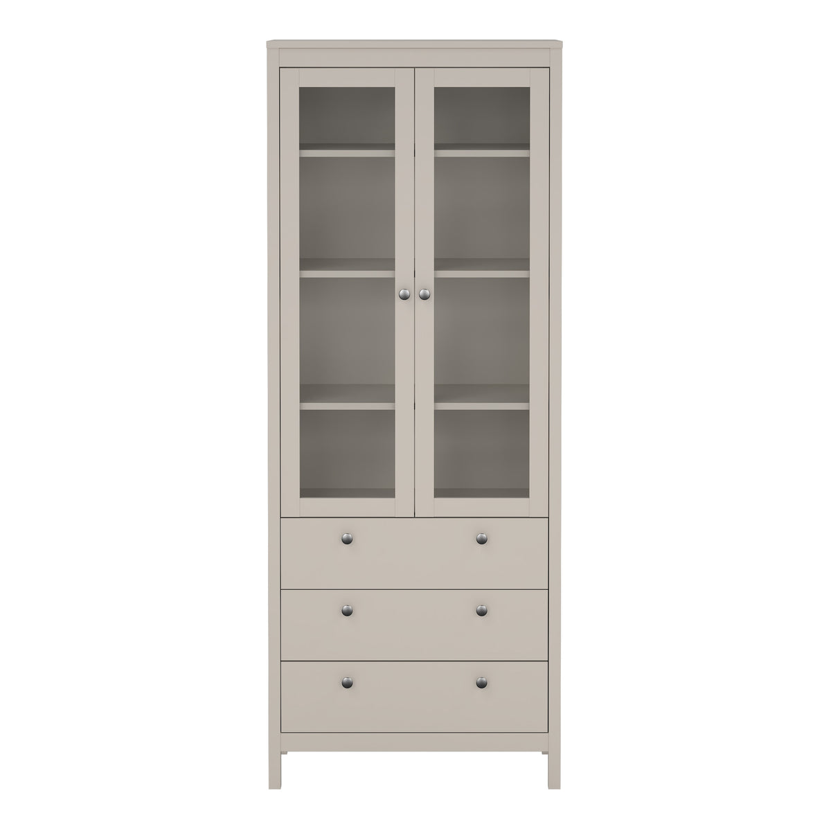 Maria China Cabinet 2 Glass Doors with 3 Drawers in Cashmere