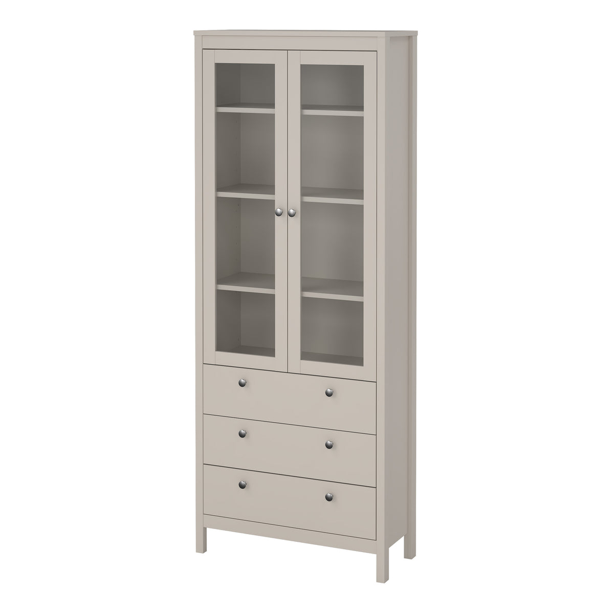 Maria China Cabinet 2 Glass Doors with 3 Drawers in Cashmere