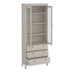 Maria China Cabinet 2 Glass Doors with 3 Drawers in Cashmere