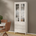 Maria China Cabinet 2 Glass Doors with 3 Drawers in Cashmere