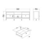 Maria TV Unit 3 Drawers in White