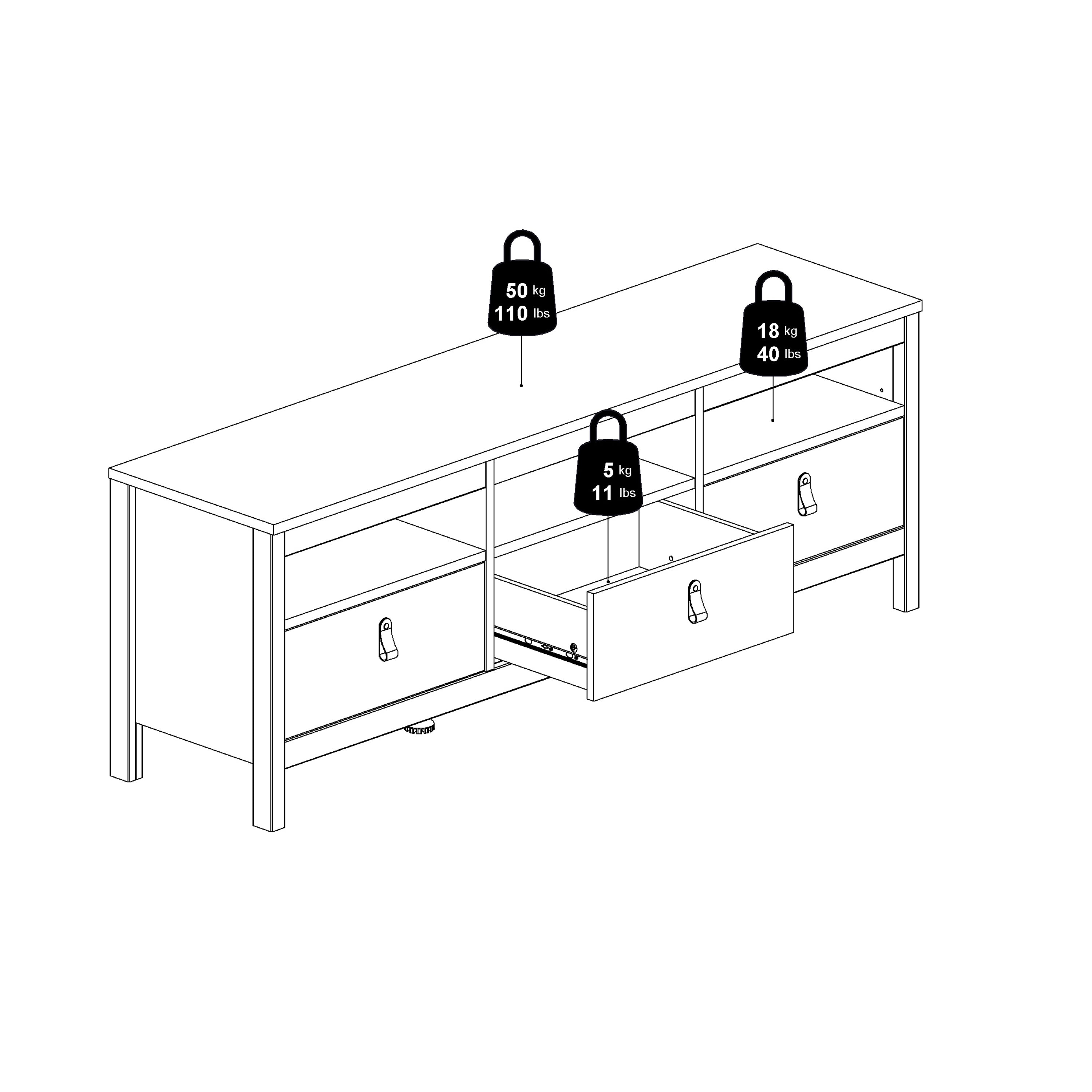 Maria TV Unit 3 Drawers in White