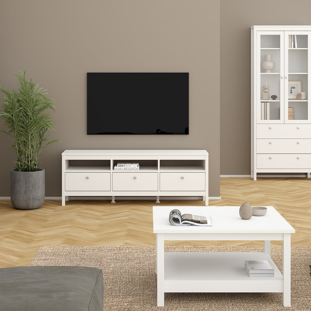 Maria TV Unit 3 Drawers in White