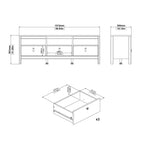 Maria TV Unit 3 Drawers in Matt Black