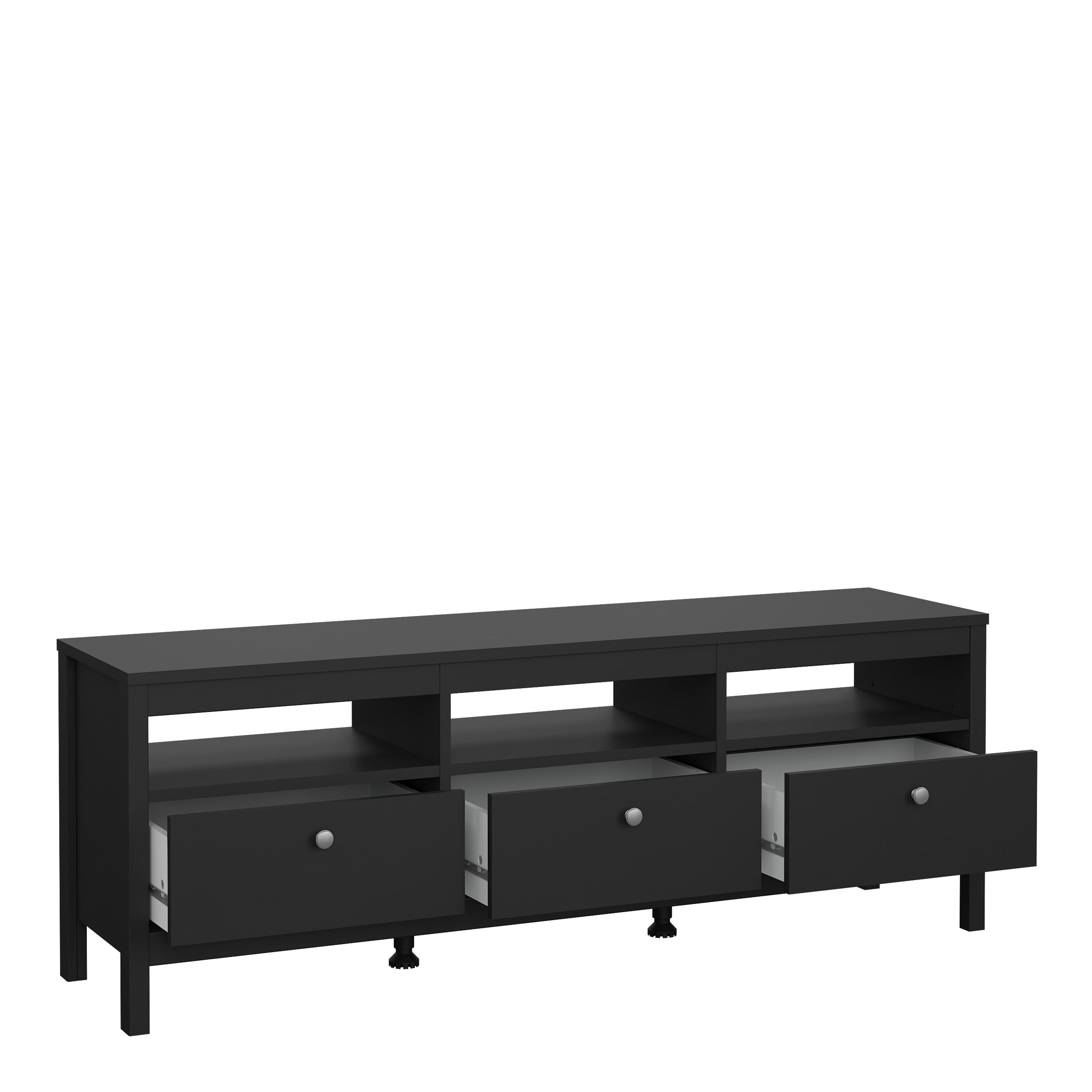 Maria TV Unit 3 Drawers in Matt Black