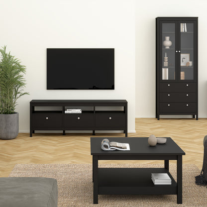 Maria TV Unit 3 Drawers in Matt Black