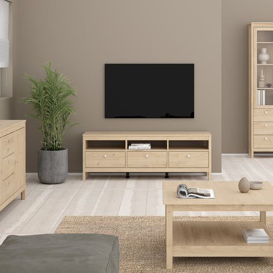 Maria TV-Unit 3 Drawers in Jackson Hickory Oak