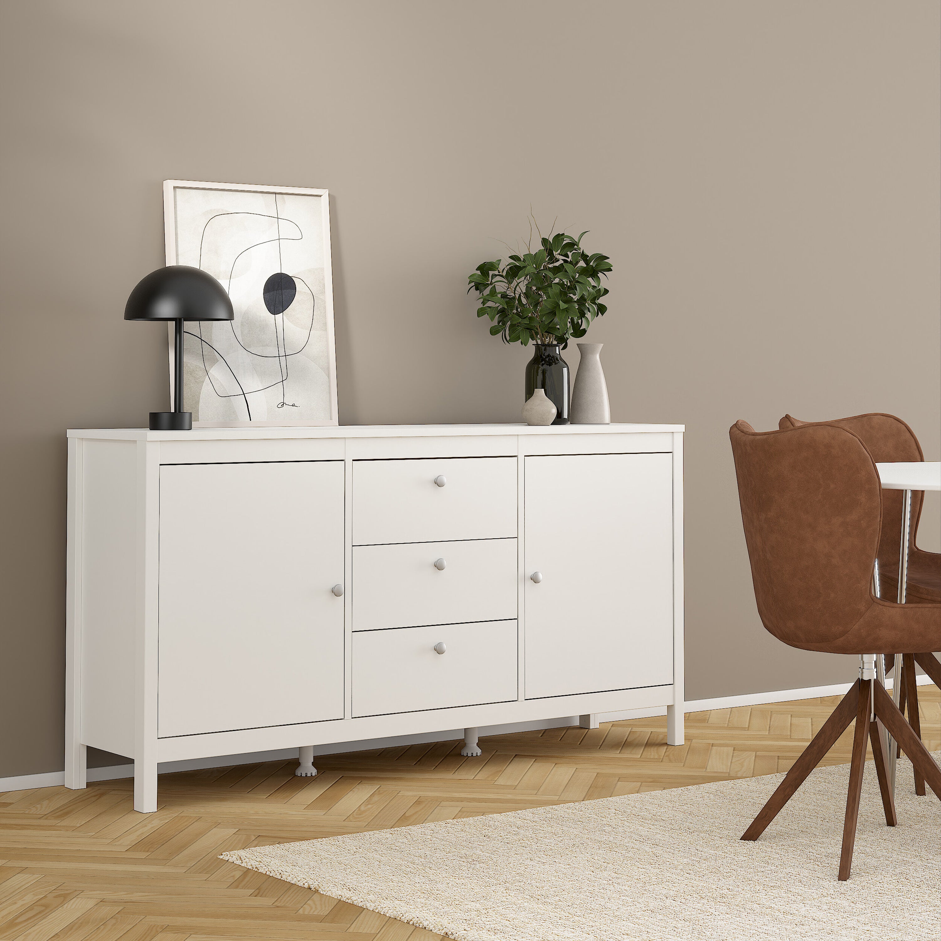 Maria Sideboard 2 Doors 3 Drawers in White
