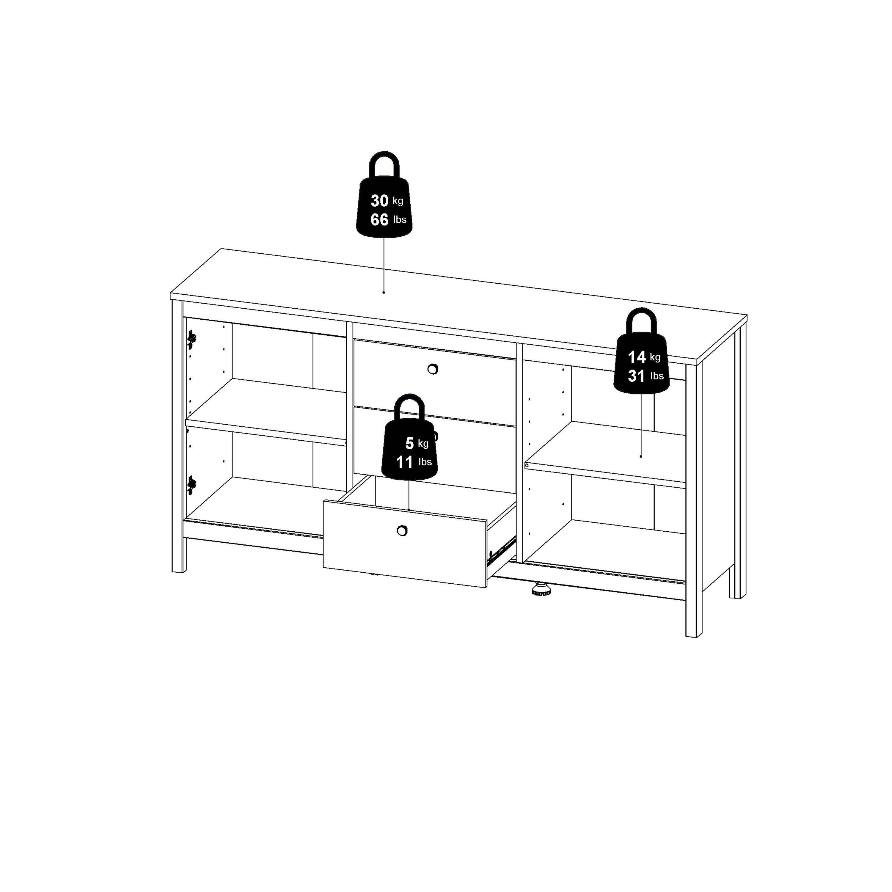 Maria Sideboard 2 Doors 3 Drawers in Matt Black