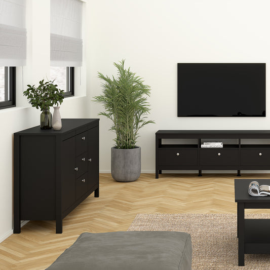 Maria Sideboard 2 Doors 3 Drawers in Matt Black