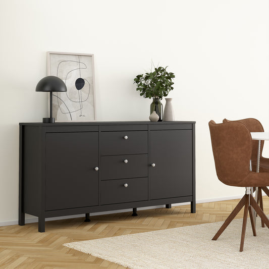 Maria Sideboard 2 Doors 3 Drawers in Matt Black