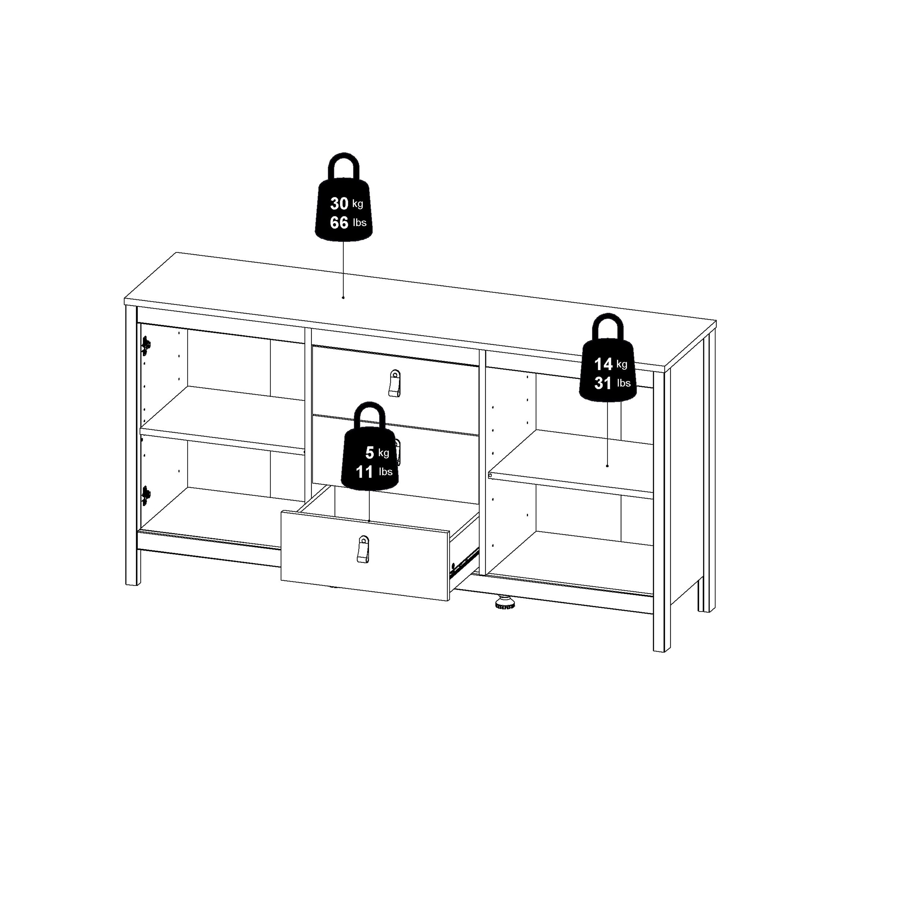 Maria 2 Door/ 3 Drawer Sideboard in Cashmere